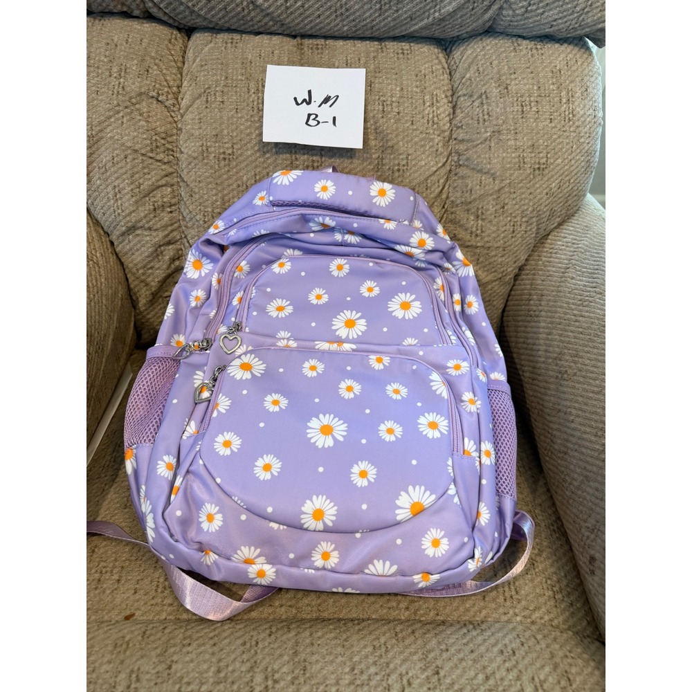 Purple Daisy Floral Backpack Set with Lunch Bag and Pencil Case 3 Piece Set